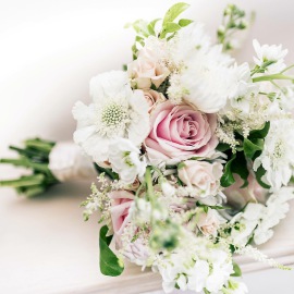 Pink and white wedding bouquet 