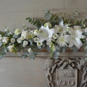 White fireplace flowers