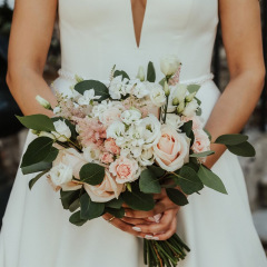 Roses and lissianthus bridal bouquet 