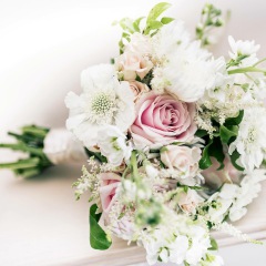 Pink and white wedding bouquet 