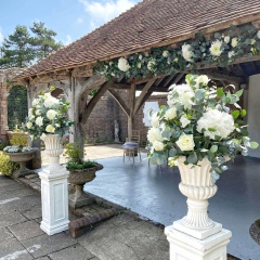 Wedding flower urns and plinths